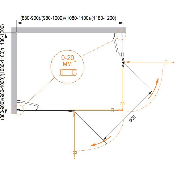 Душевой уголок Cezares (Цезарис) BERGAMO-W-A-2-90-C-Cr, цвет профиля хром, стекло прозрачное 6 мм 90х195х90 см