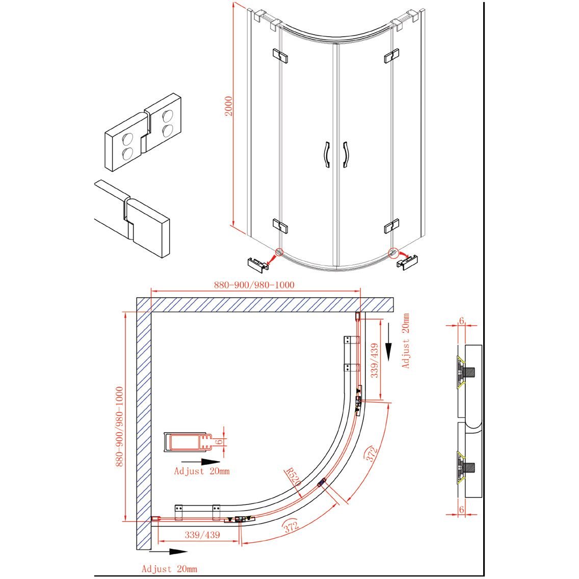 Душевой уголок Cezares (Цезарис) BERGAMO-W-R-2-90-ARCO-C-Cr-IV, цвет профиля хром, стекло прозрачное 6 мм 90х200х90 см