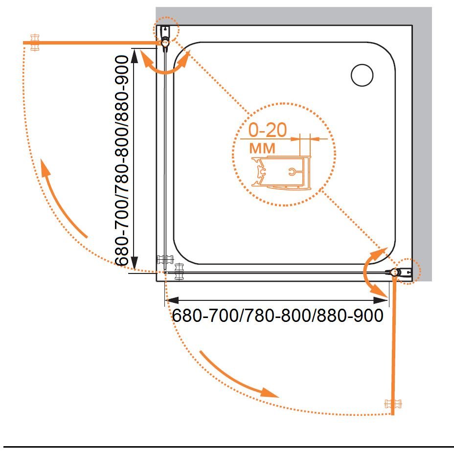 Душевой уголок Cezares (Цезарис) ELENA-W-A-2-90-P-Cr, цвет профиля хром, стекло матовое 6 мм 90х195х90 см