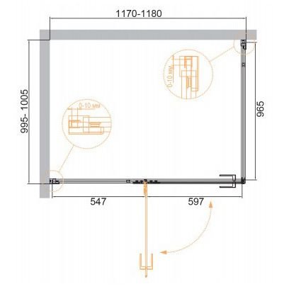 Душевой уголок Cezares (Цезарис) Bellagio-AH-1-120/100-C-BORO, цвет профиля брашированное золото, стекло прозрачное 8 мм 120х197х100 см