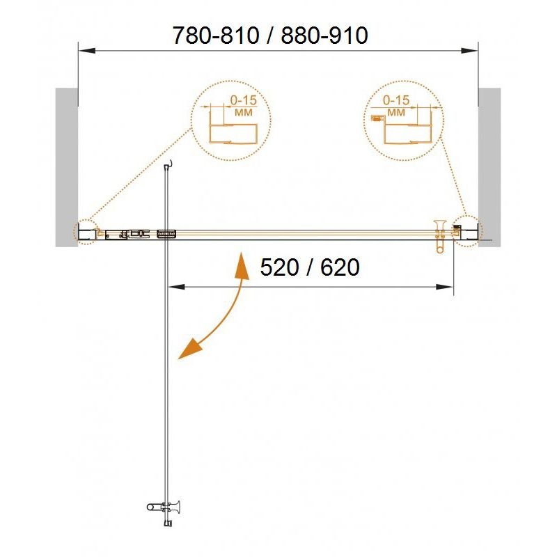 Душевая дверь Cezares (Цезарис) Eco-O-BA-1-80-C-Cr, цвет профиля хром, стекло прозрачное 6 мм 80х190 см