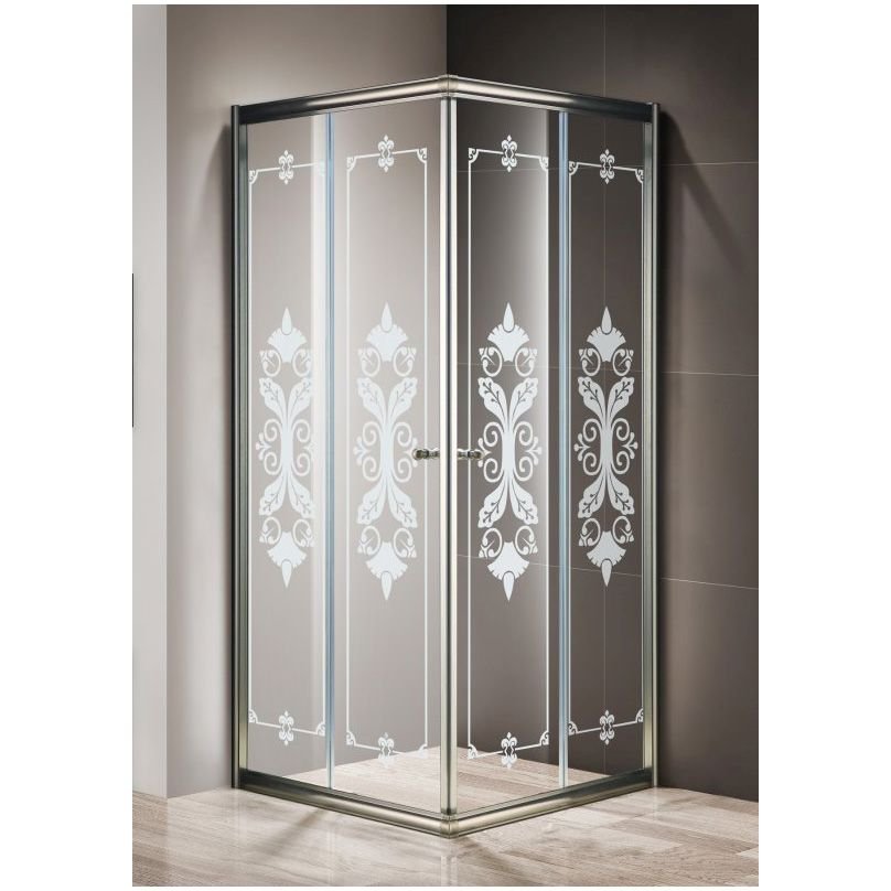 Душевой уголок Cezares (Цезарис) GIUBILEO-A-2-100-SCORREVOLE-CP-Br, цвет профиля бронза, стекло прозрачное c матовым узором 6 мм 100х195х100 см