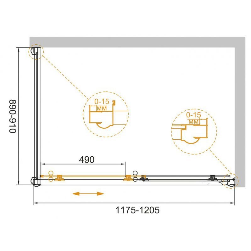 Душевой уголок Cezares (Цезарис) GIUBILEO-AH-1-120/90-SCORREVOLE-CP-Br цвет профиля бронза, стекло прозрачное c матовым узором 6 мм 120х195х90 см
