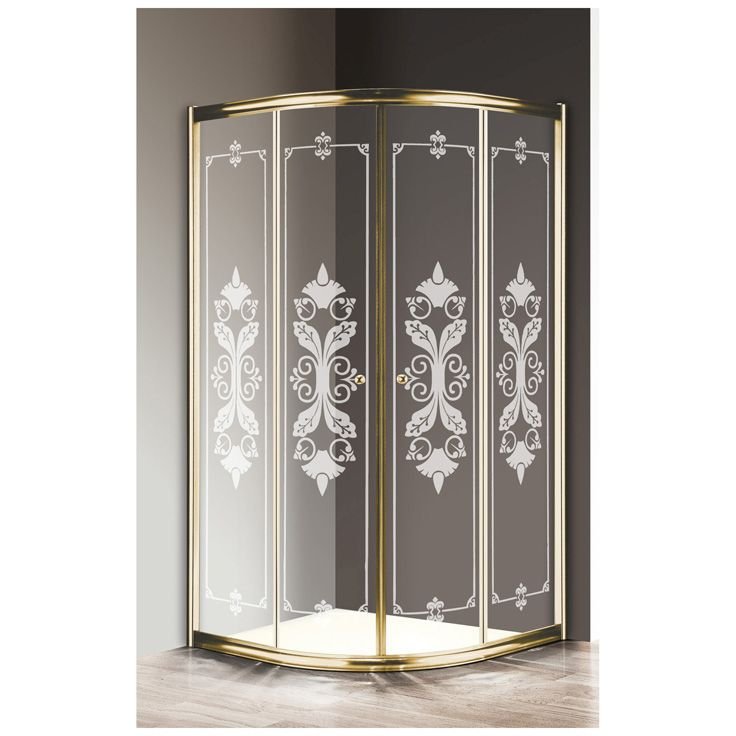 Душевой уголок Cezares (Цезарис) GIUBILEO-R-2-80-SCORREVOLE-CP-G цвет профиля золото, стекло прозрачное c матовым узором 6 мм 80х195х80 см