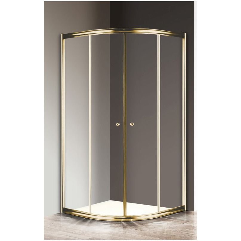 Душевой уголок Cezares (Цезарис) GIUBILEO-R-2-90-SCORREVOLE-C-G цвет профиля золото, стекло прозрачное 6 мм 90х195х90 см