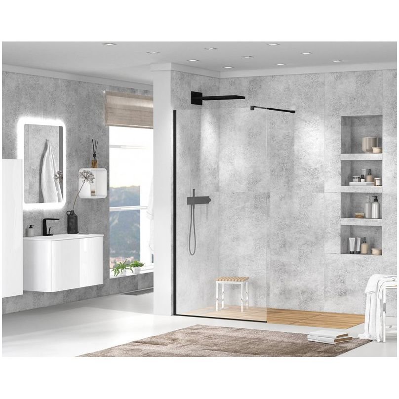 Душевая перегородка Cezares (Цезарис) LIBERTA-L-1-125-120-C-NERO цвет профиля черный матовый, стекло прозрачное 8 мм 125х195 см