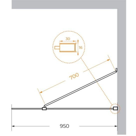 Душевая перегородка Cezares (Цезарис) LIBERTA-L-1-TB-95-C-Cr, цвет профиля хром, стекло прозрачное 8 мм 95х195 см