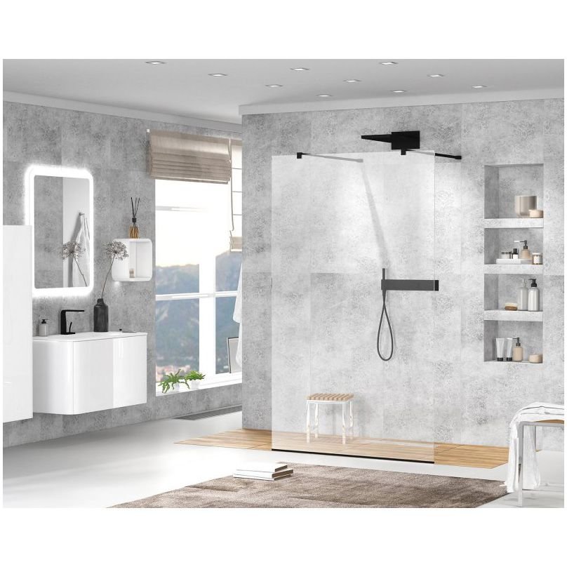 Душевая перегородка Cezares (Цезарис) LIBERTA-L-2-125-C-NERO цвет профиля черный матовый, стекло прозрачное 8 мм 125х195 см