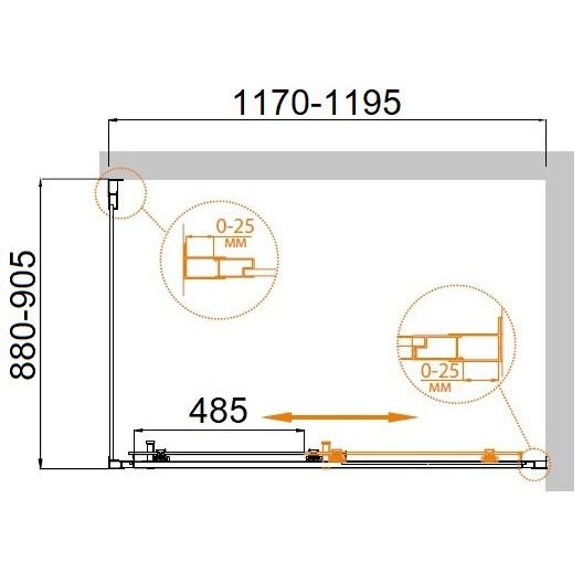 Душевой уголок Cezares (Цезарис) MOLVENO-AH-11-120/90-P-Cr, цвет профиля хром, стекло матовое 6 мм 120х195х90 см