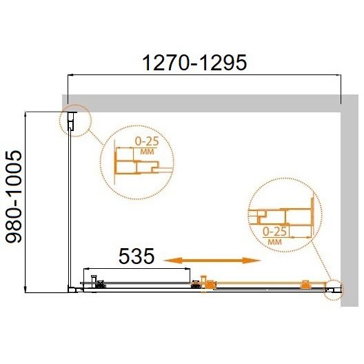 Душевой уголок Cezares (Цезарис) MOLVENO-AH-11-130/100-C-Cr-IV, цвет профиля хром, стекло прозрачное 6 мм 130х195х100 см