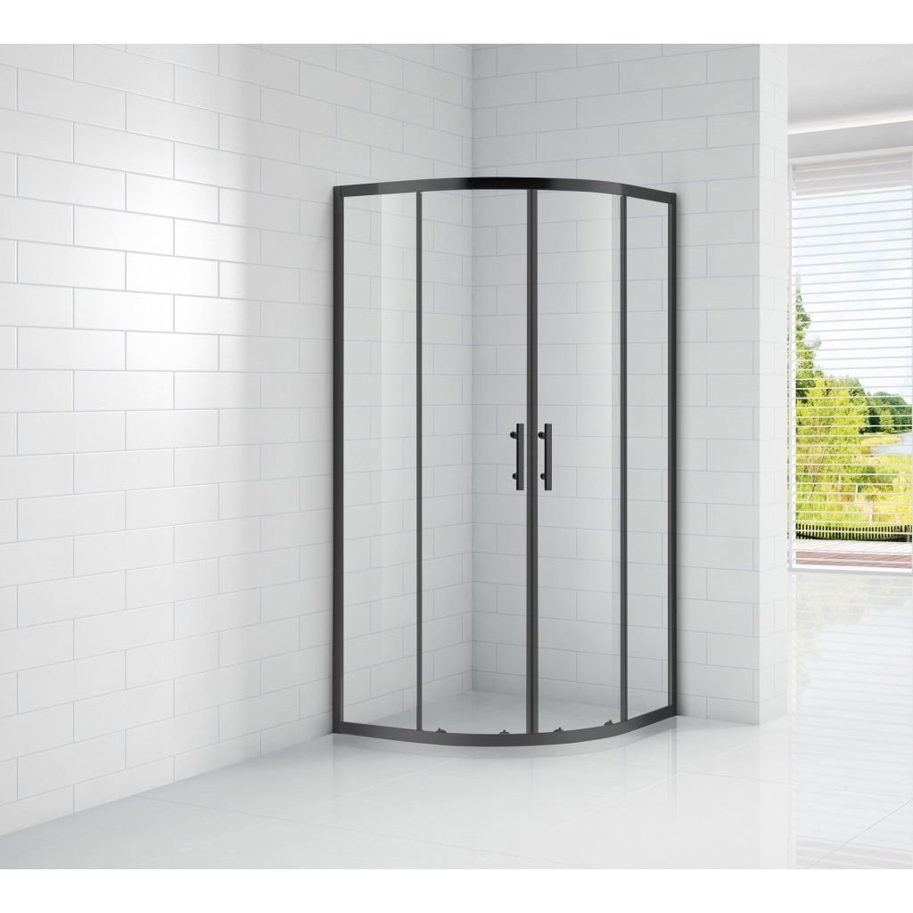 Душевой уголок Cezares (Цезарис) Eco-O-R-2-100-C-NERO, цвет профиля черный матовый, стекло прозрачное 6 мм 100х190х100 см