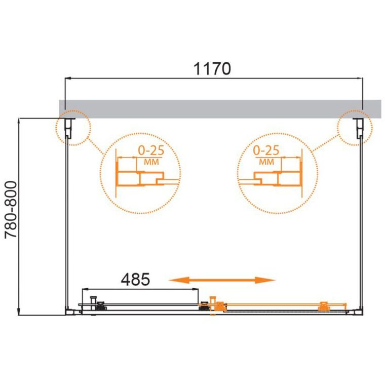 Душевой уголок Cezares (Цезарис) MOLVENO-AH-12-120/80-C-Cr-IV, цвет профиля хром, стекло прозрачное 6 мм 120х195х80 см