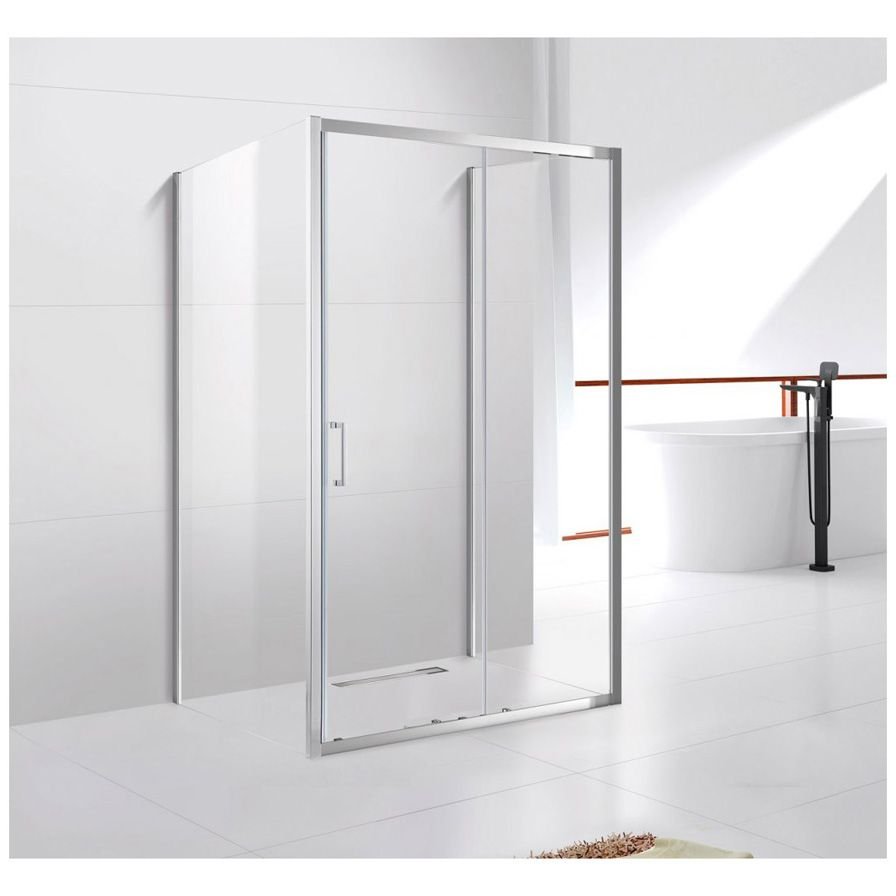 Душевой уголок Cezares (Цезарис) MOLVENO-AH-12-140/90-C-Cr-IV, цвет профиля хром, стекло прозрачное 6 мм 140х195х90 см