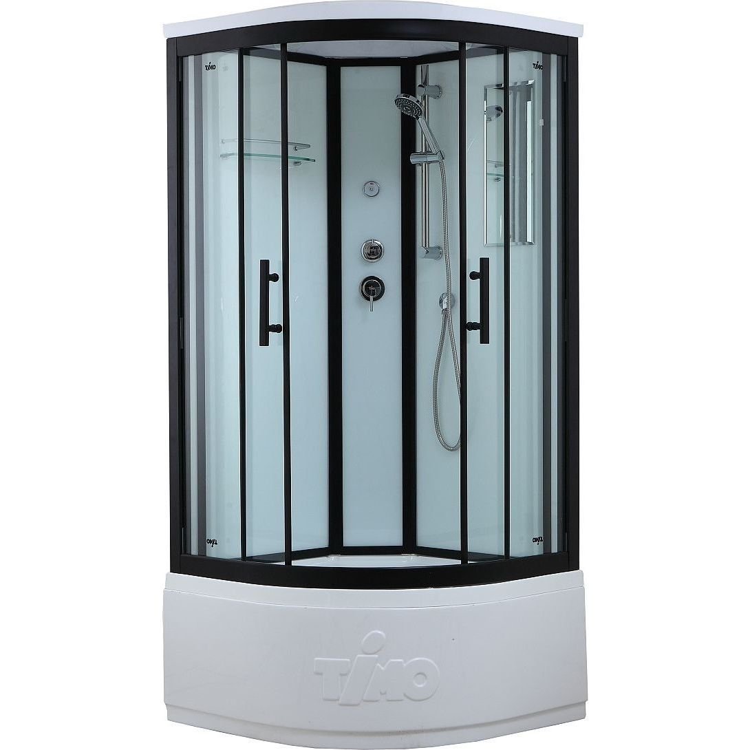 Душевая кабина Timo (Тимо) Standart T-6600B цвет профиля черный, стекло прозрачное 5 мм 100х220х100 см