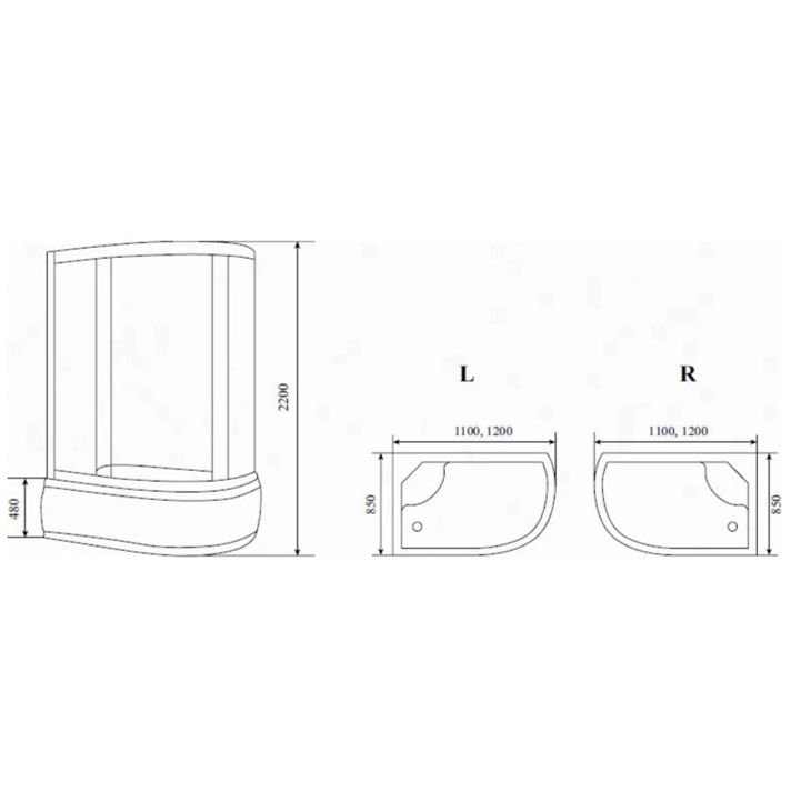 Душевая кабина Timo (Тимо) Standart T-6620BL цвет профиля черный, стекло прозрачное 5 мм 120х220х85 см