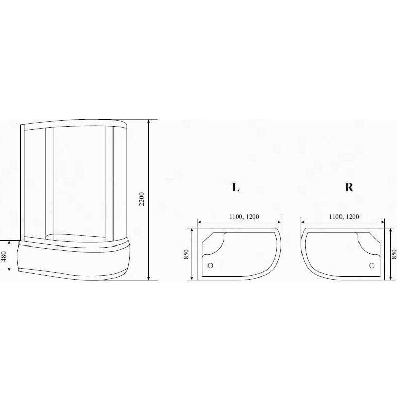 Душевая кабина Timo (Тимо) Standart T-6620BR цвет профиля черный, стекло прозрачное 5 мм 120х220х85 см