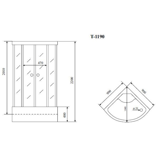 Душевая кабина Timo (Тимо) Standart T-6690SF цвет профиля хром, стекло матовое 5 мм 90х220х90 см