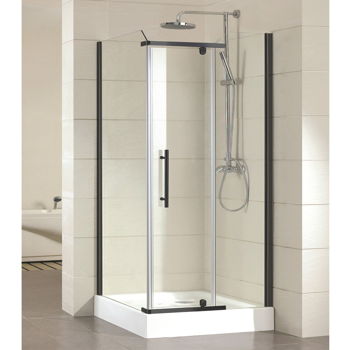 Душевой уголок Azario (Азарио) Edmonton 900х900х2000 мм, профиль черный (AZ-NNC1231 900 BLACK)