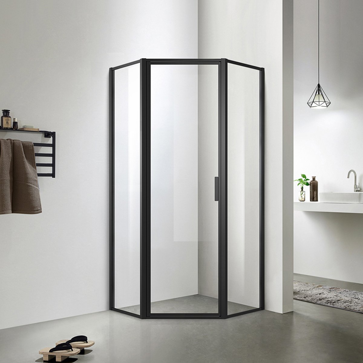 Душевой уголок Azario (Азарио) Richmond 900х900х2000 мм, профиль черный (AZ-NAG3231 900 Black)