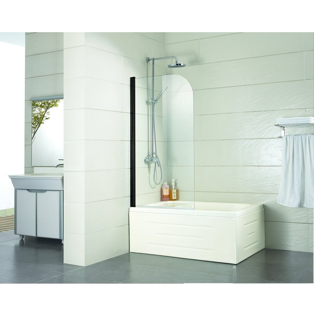 Душевая шторка Azario (Азарио) Merrit 700х1500 мм, профиль черный (AZ-NF6211 700 BLACK)