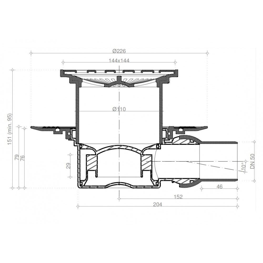Душевой лоток Pestan (Пестан) Confluo Standard Drops 1 с одним выходом, 150х150 мм (13000009)