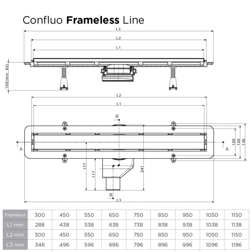 Душевой лоток Pestan Confluo Frameless Line 850 хром (13701233)