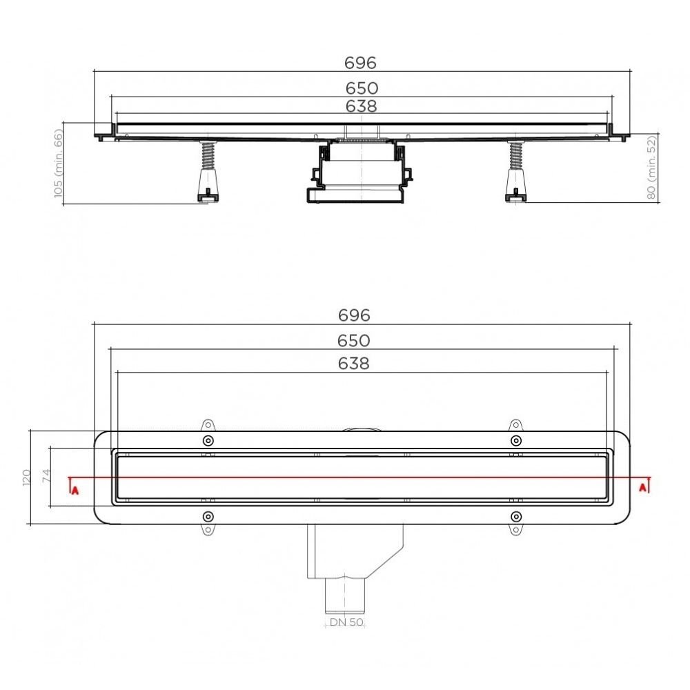 Душевой лоток Pestan Betto Compact Line 650 хром (13702510)