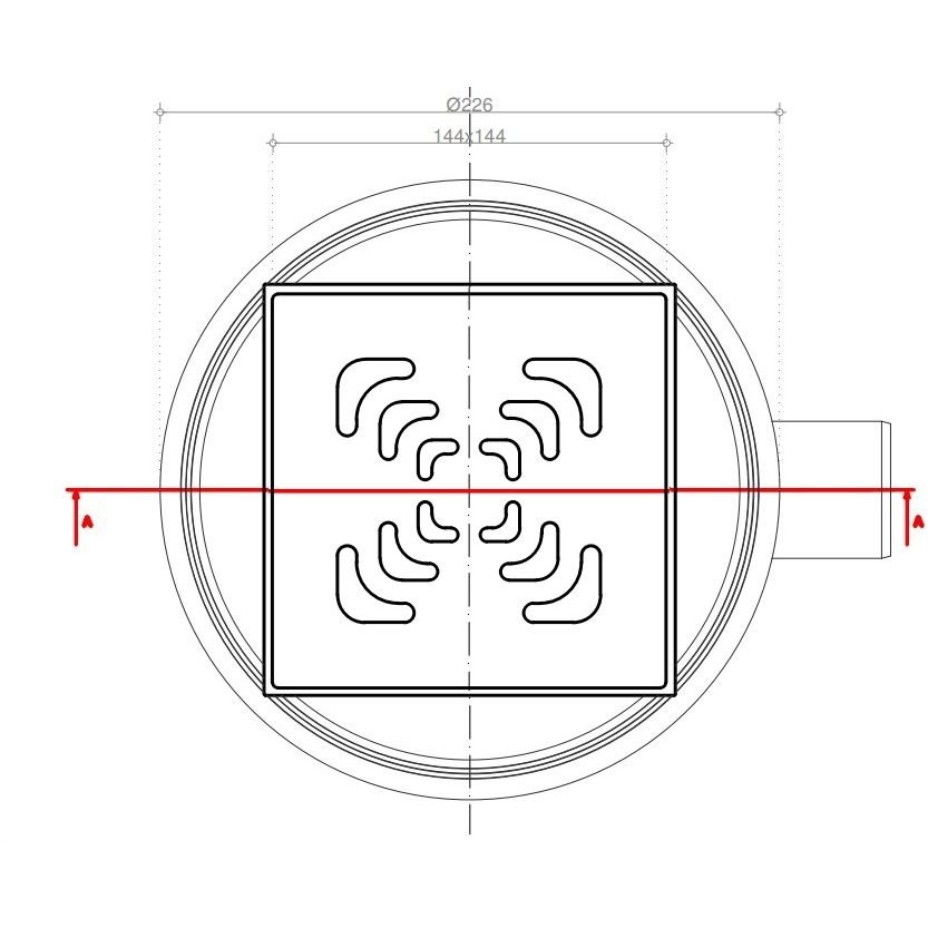 Душевой лоток Pestan (Пестан) Confluo Wall Drain Square 4 S-образная, 150х150 мм (13000008)