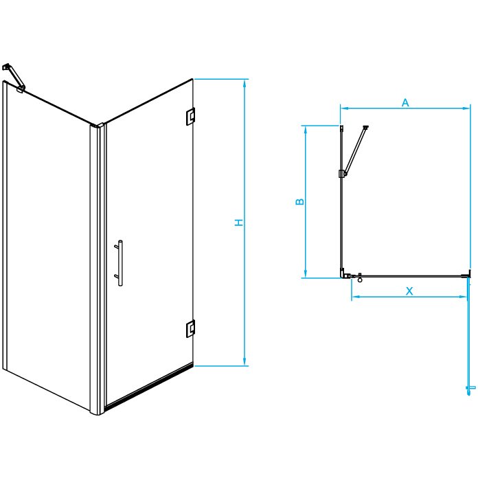 Душевой уголок RGW (РГВ) 90х100х195 см HO-045-B HO-011B + Z-050-2B + держ прямоугольный, Черный, Прозрачное, 8 мм (350604590-014)