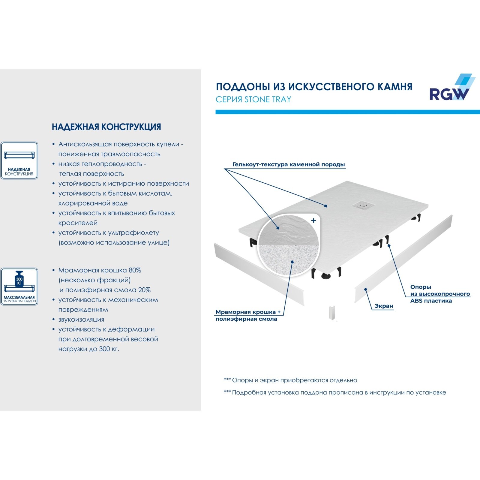Душевой поддон RGW 90х90х2,5 см ST, R-0099Tr Терракот, полукруглый Ø90 Каменный (16153099-11)