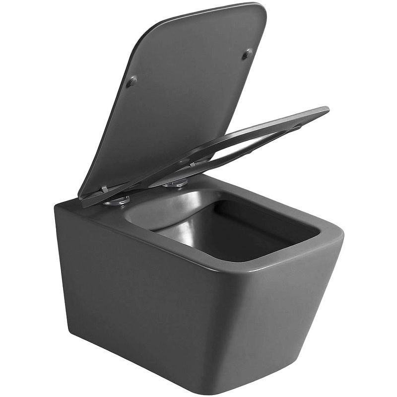 Унитаз подвесной Vincea (Винчея) Q-Line VT1-12MA безободковый, цвет антрацит матовый, ультратонкое soft close сиденье