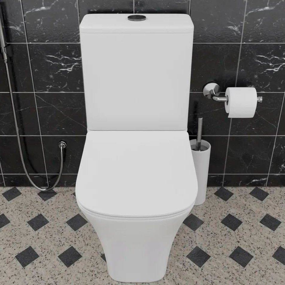 Унитаз напольный, приставной Ceramalux (Керамалюкс) 1215-1А с сиденьем и бачком цвет белый