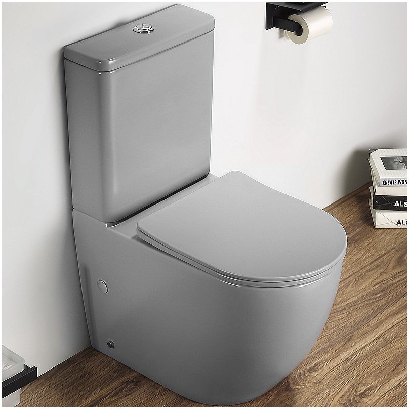 Унитаз Напольный,приставной Ceramalux (Керамалюкс) Rimless с сиденьем и бачком 2166XMH цвет светло-серый