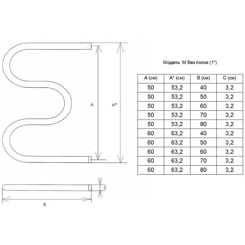 Полотенцесушитель водяной Двин (Dveen) M 50х70 см, без полки, 1″ К0 полированный хром