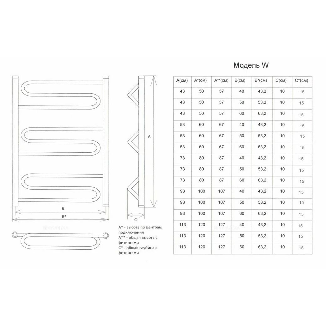 Полотенцесушитель водяной Двин (Dveen) W 80х50 см, 1х1/2″ К1 полированный хром