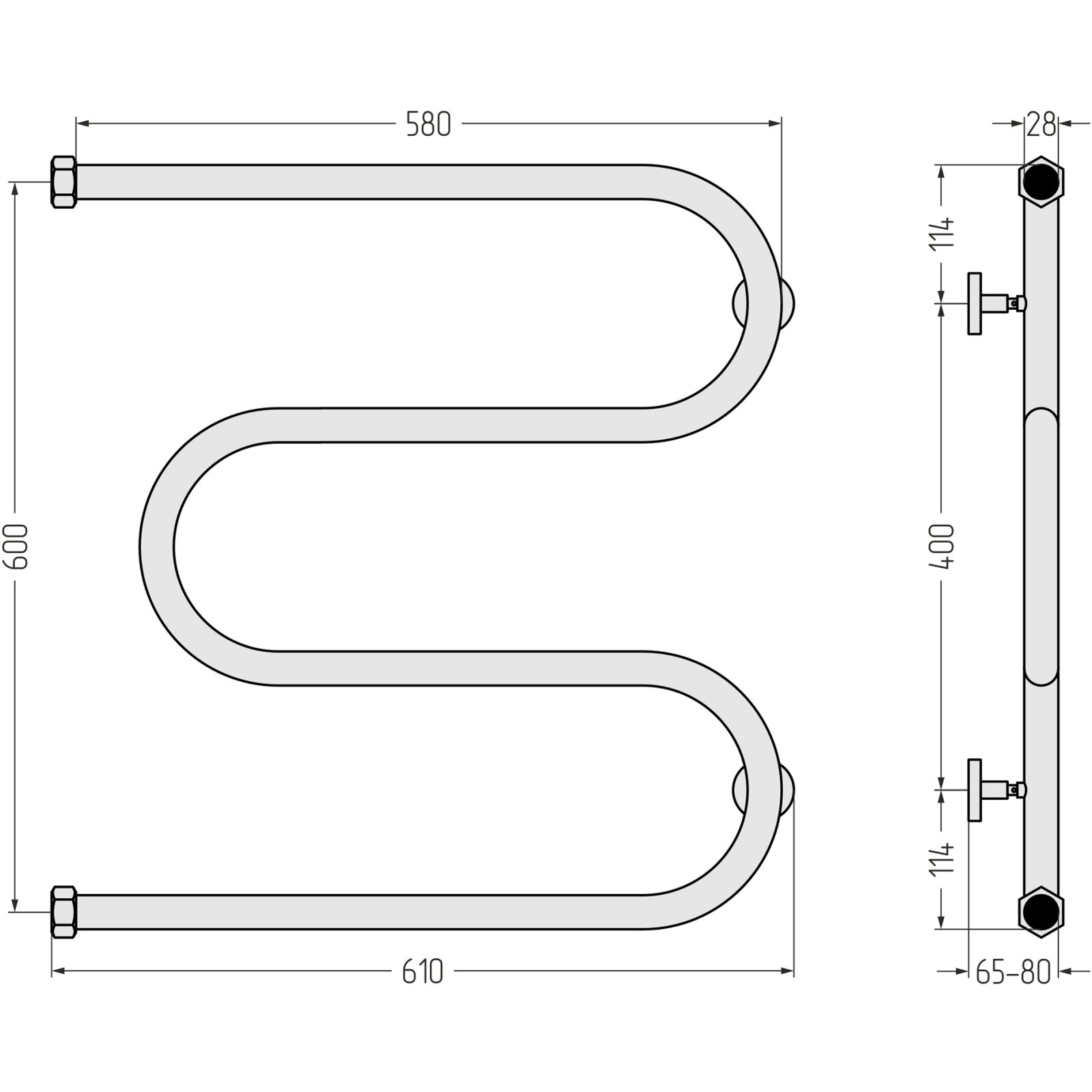 Полотенцесушитель водяной Сунержа (Sunerga) М-образный 600х600 Матовая шампань 022-0007-6060