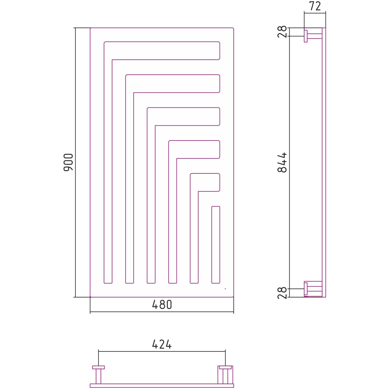 Полотенцесушитель электрический Сунержа (Sunerga) Космополит-1 900х480 Алюминий 70-0861-9048