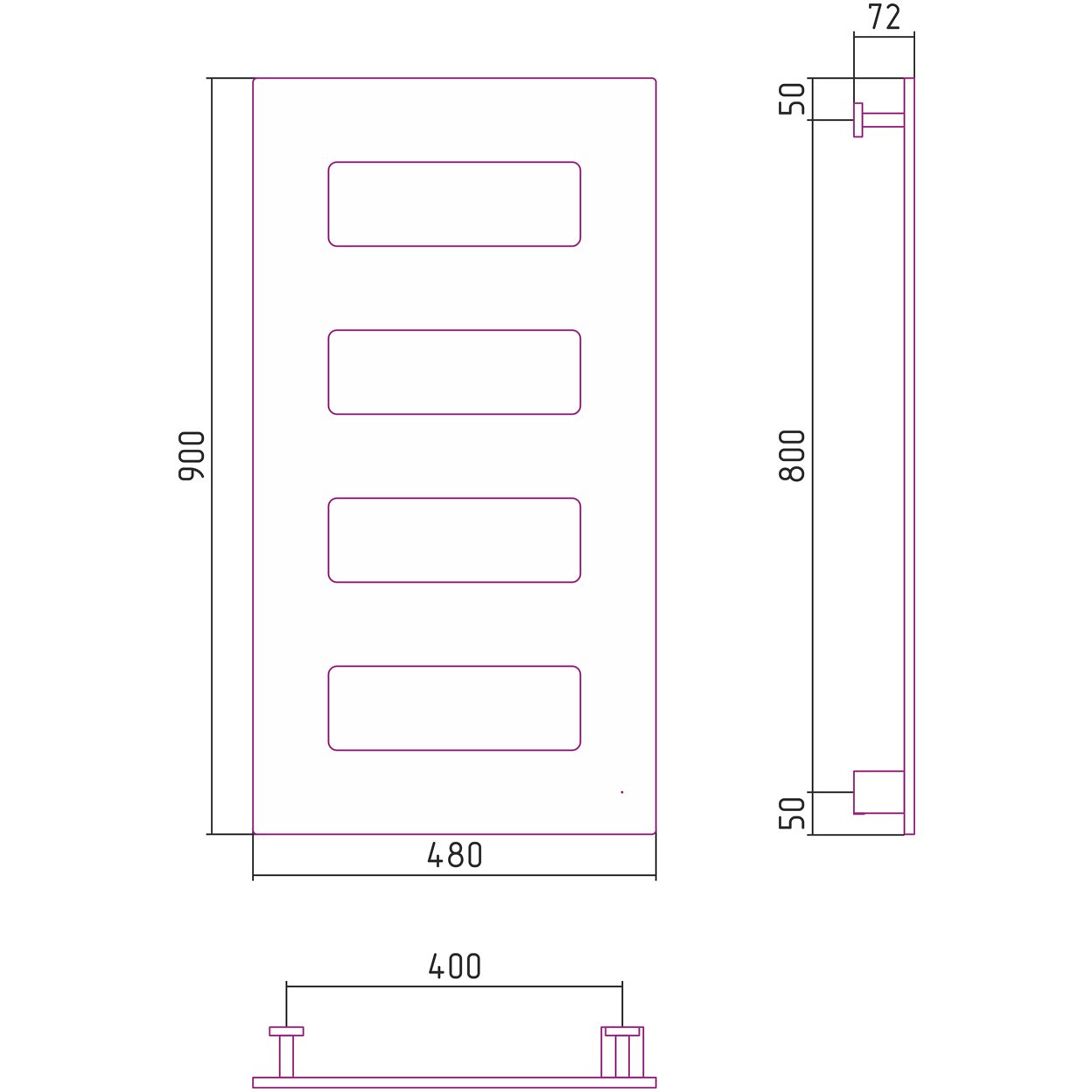 Полотенцесушитель электрический Сунержа (Sunerga) Космополит 900х480 Алюминий 70-0860-9048