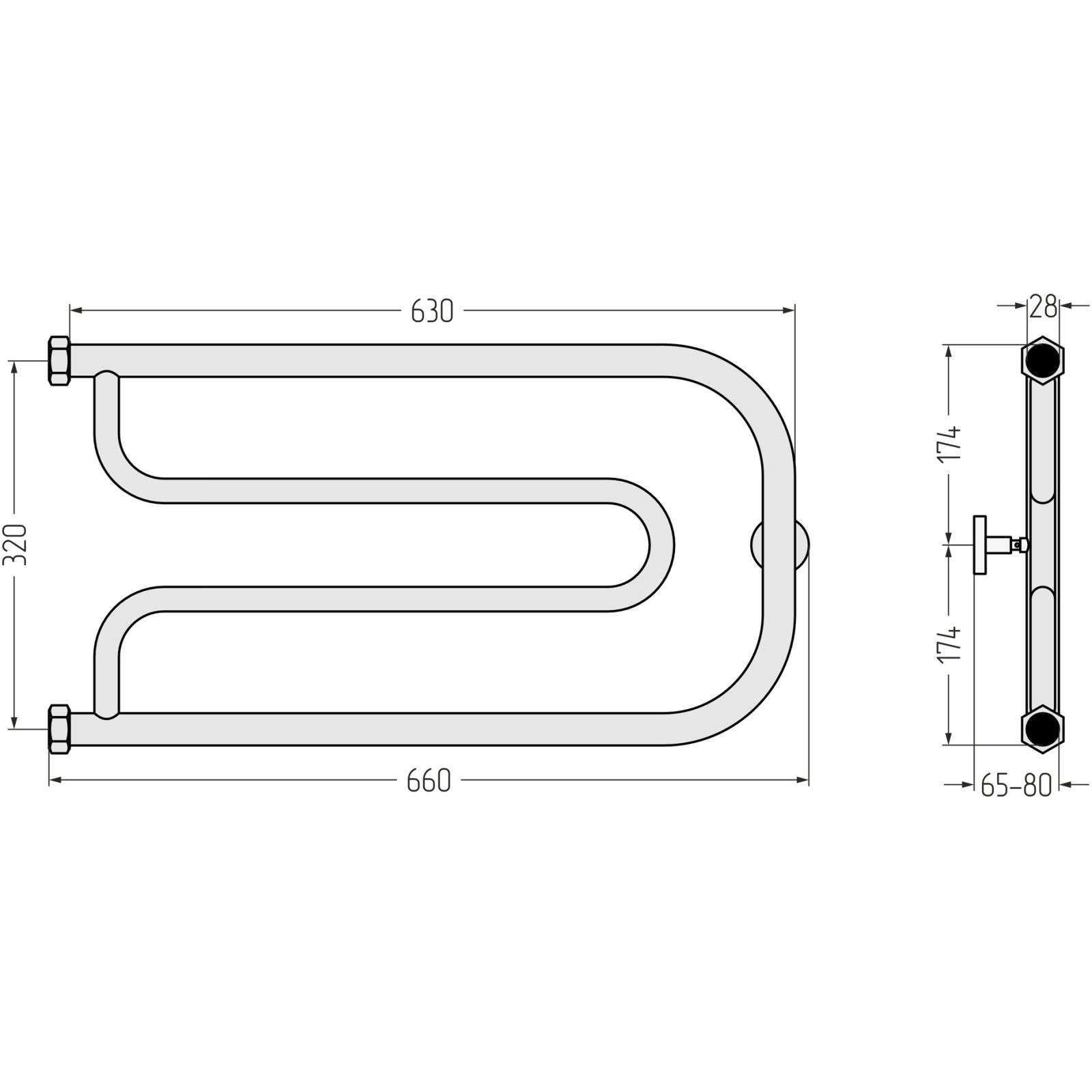 Полотенцесушитель водяной Сунержа (Sunerga) Гусли 320х650 Белый 12-0009-3265