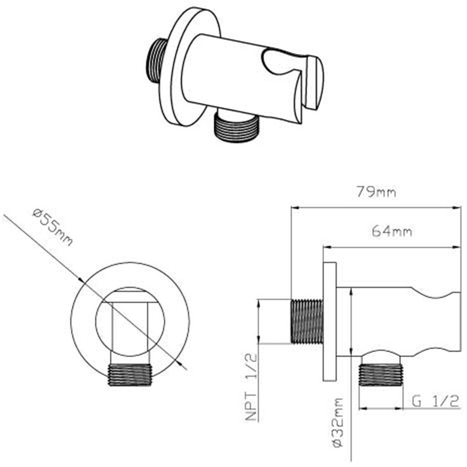 Держатель ручного душа Vincea (Винчея) VSC-42MB с подводом воды, черный