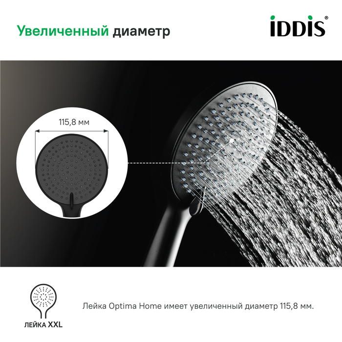 Душевая лейка Iddis Optima Home черная матовая OPH3F0Bi18