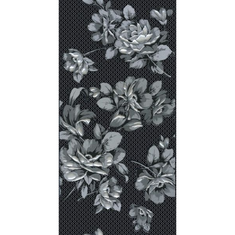 Декор Нефрит-Керамика Аллегро черный цветы 20х40 см (04-01-1-08-03-04-100-1)