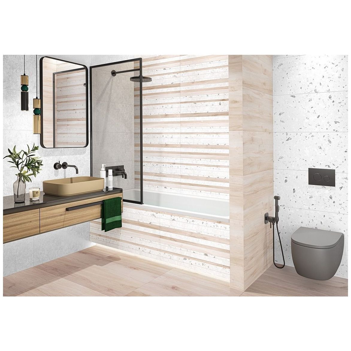 Керамическая плитка New Trend (Нью Тренд) Play Terrazzo 30х60х0,9 см WT36PLY15