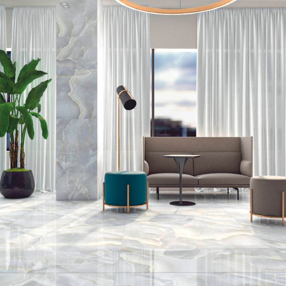 Керамогранит Maimoon ceramica (Маймун Керамика) Glossy Cristallo Onyx Blue 60х120 см, глянцевый, GF00011