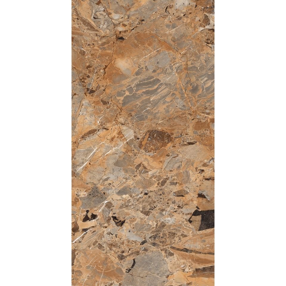 Керамогранит Maimoon Ceramica (Маймун Керамика) HG Glossy Breccia Fantastico Brown HGGF00007 160x80 см, глянцевый