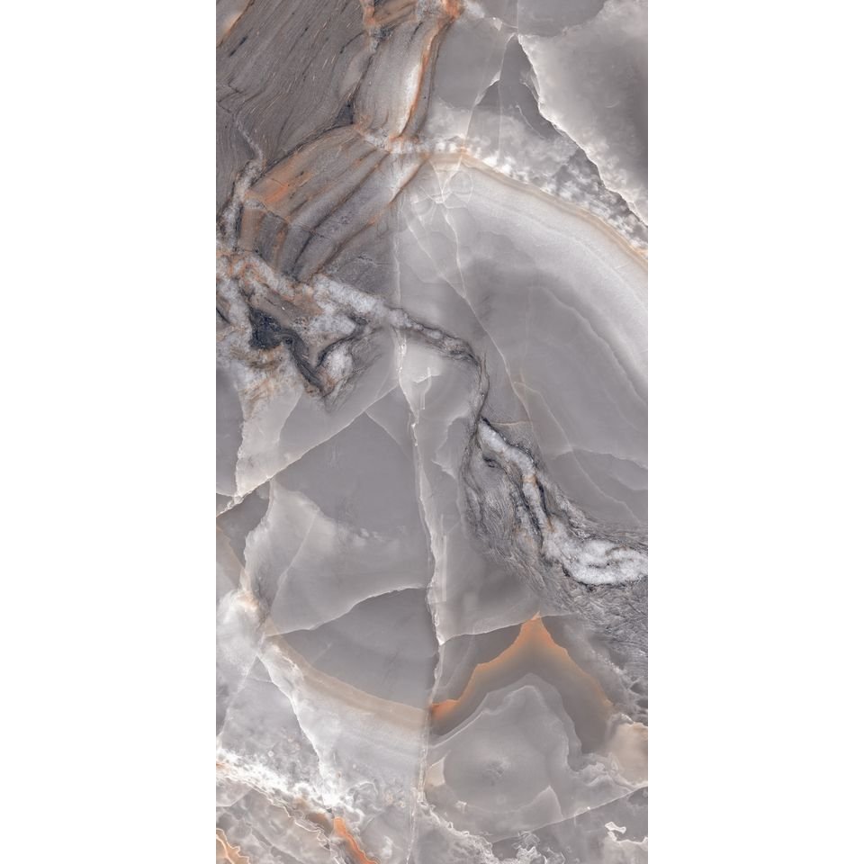 Керамогранит Maimoon Ceramica (Маймун Керамика) HG Glossy Opera onyx grey 160х80 см, глянцевый
