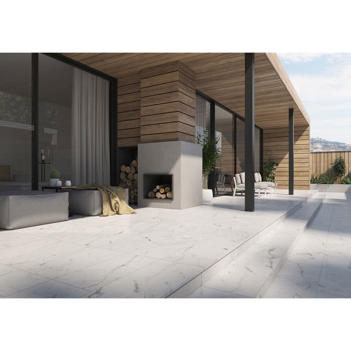 Ступень Gres Aragon (Грес Арагон) Peld. Red. Marble Carrara Blanco Liso 120x30 см, 970180