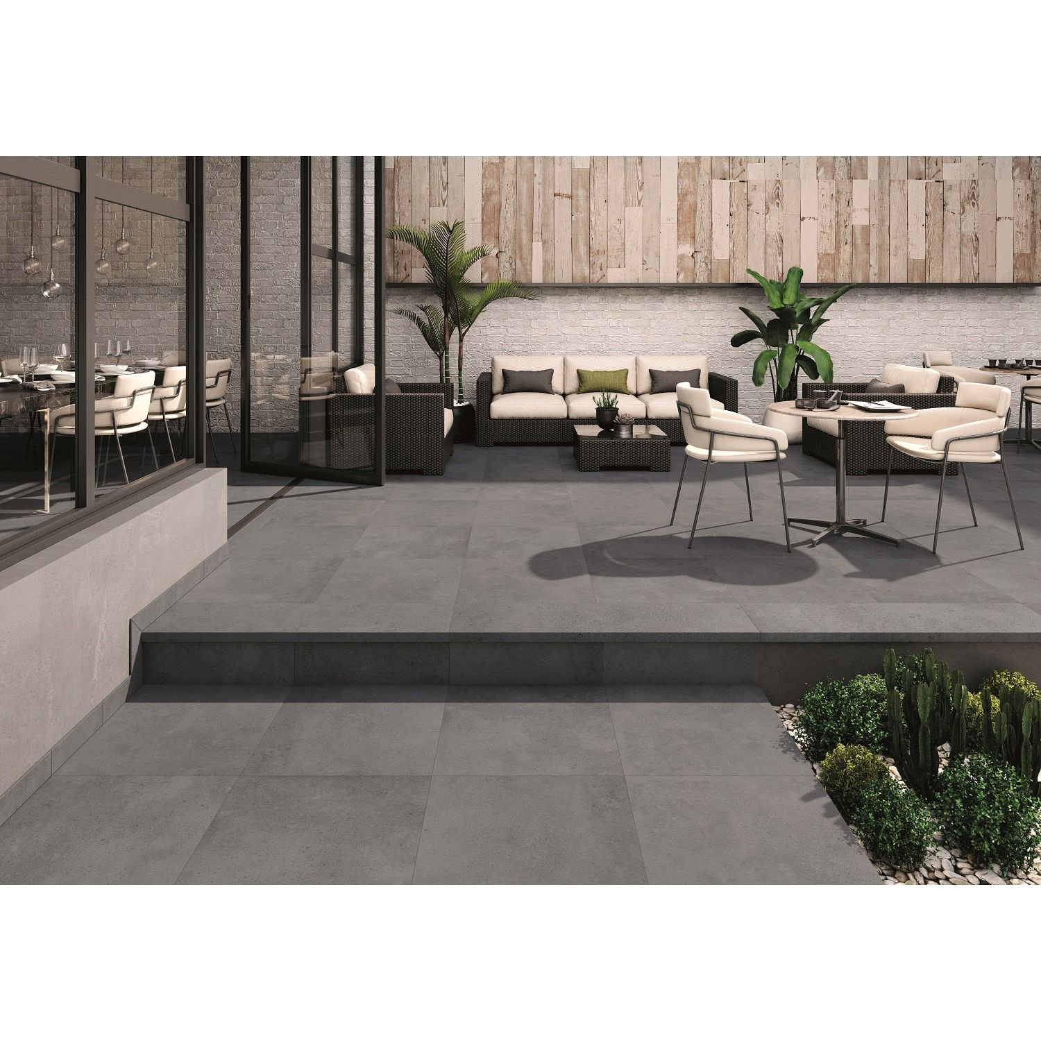Ступень Gres Aragon Peldano Redondo Urban Grafito Antideslizante 29.7x33 см