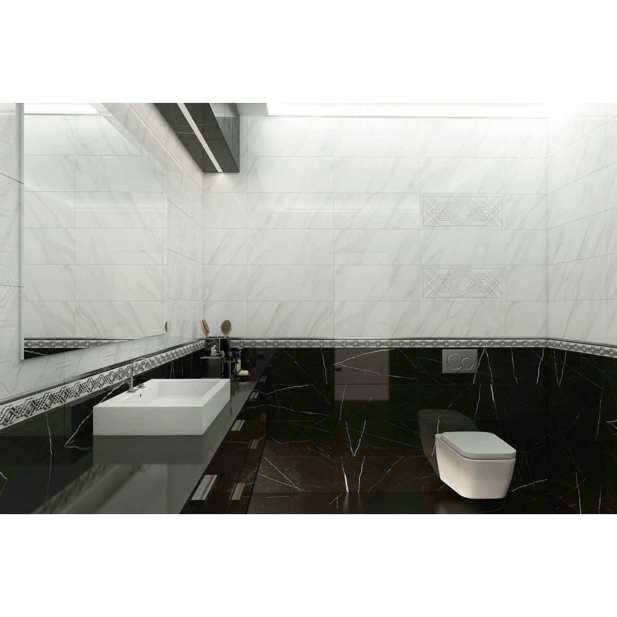 Настенная плитка Global Tile (Глобал Тайл) Aurora GT 60x25 см, толщ. 8 мм, Серый 10100000452