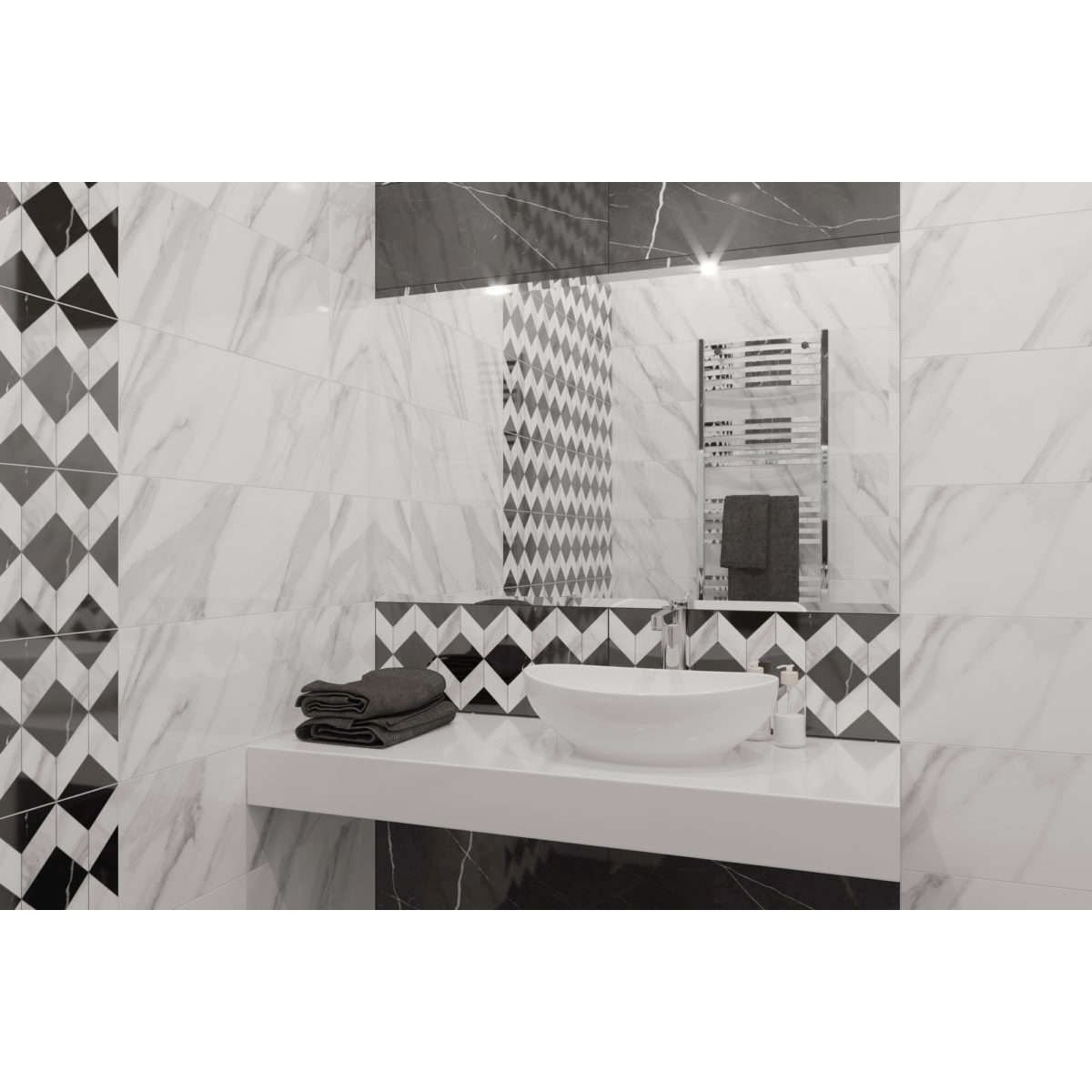 Настенная плитка Global Tile (Глобал Тайл) Aurora GT 60x25 см, толщ. 8 мм, Серый 10100000452